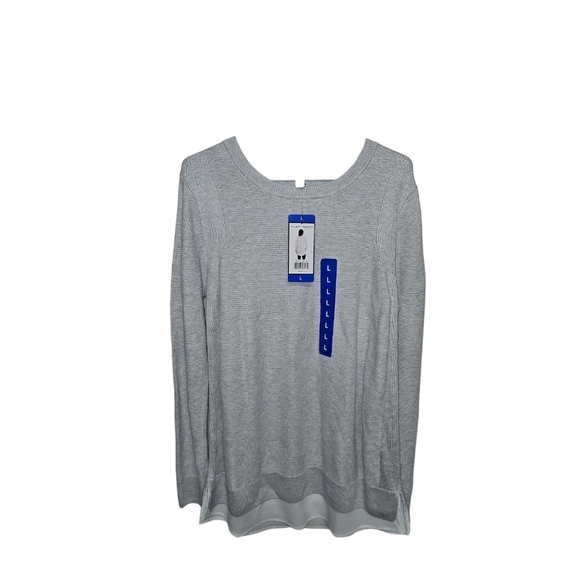 Hilary Radley Ladies' Wine Red Long Sleeve Two-Fer Sweater - Picture 1 of 5